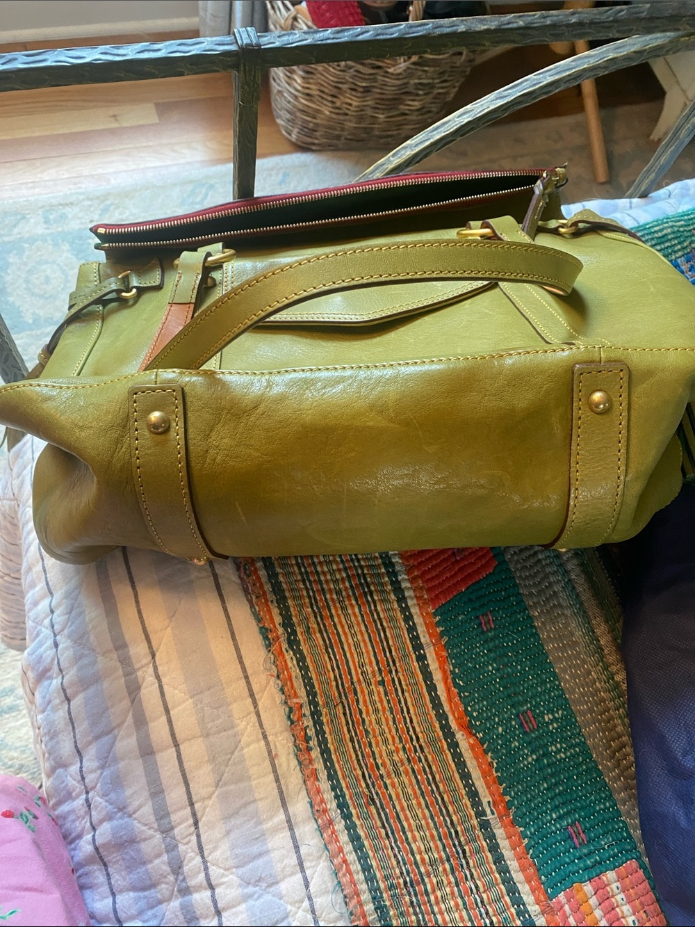 Dooney & Bourke Olive Leather Double-Strap Shoulder Tote - Picture 4 of 4